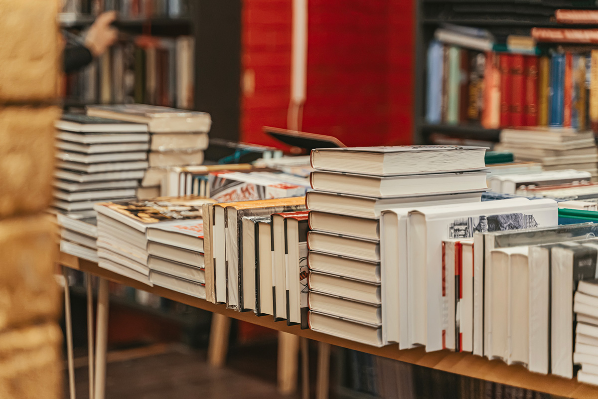 Stacks of hardcover books, Book Fair