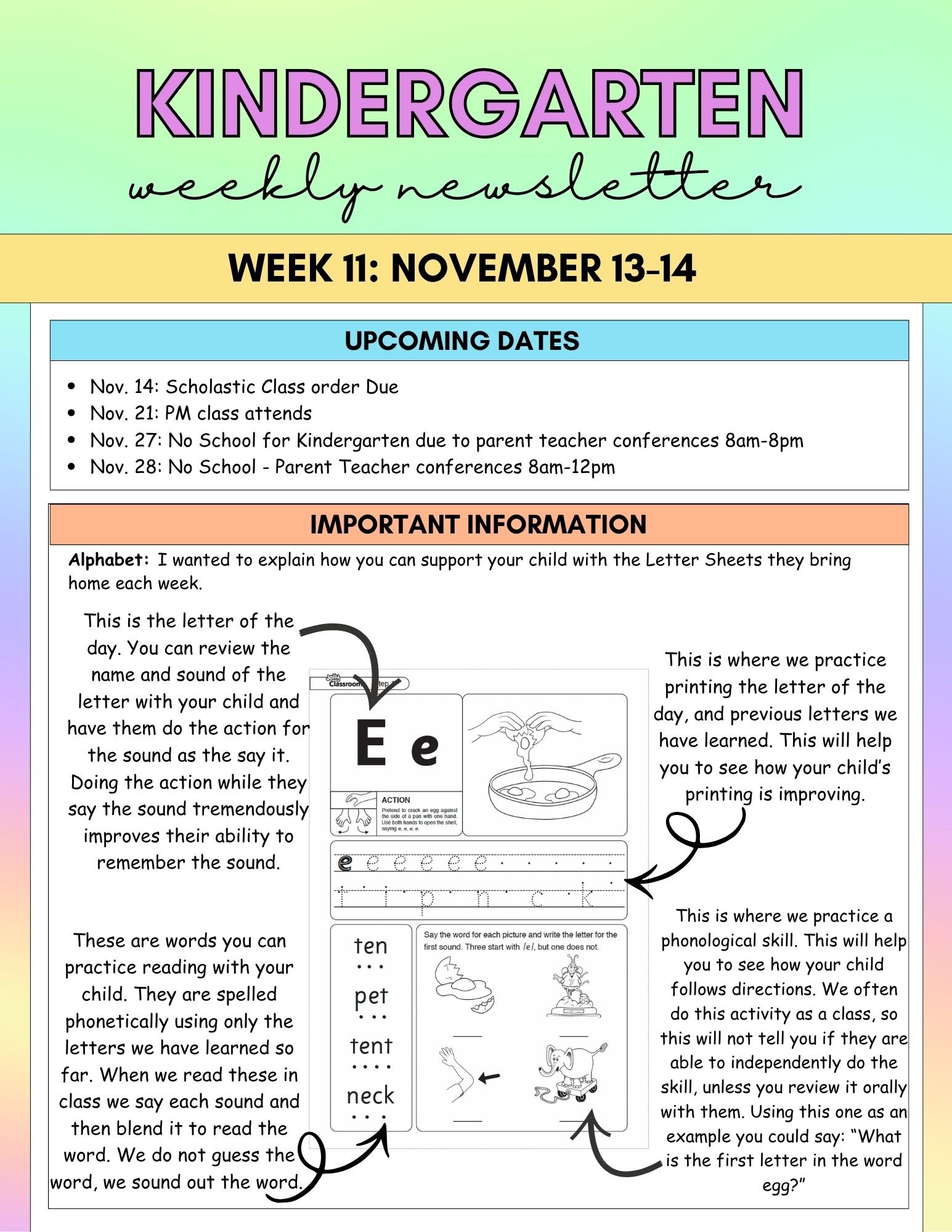 Kindergarten Newsletter