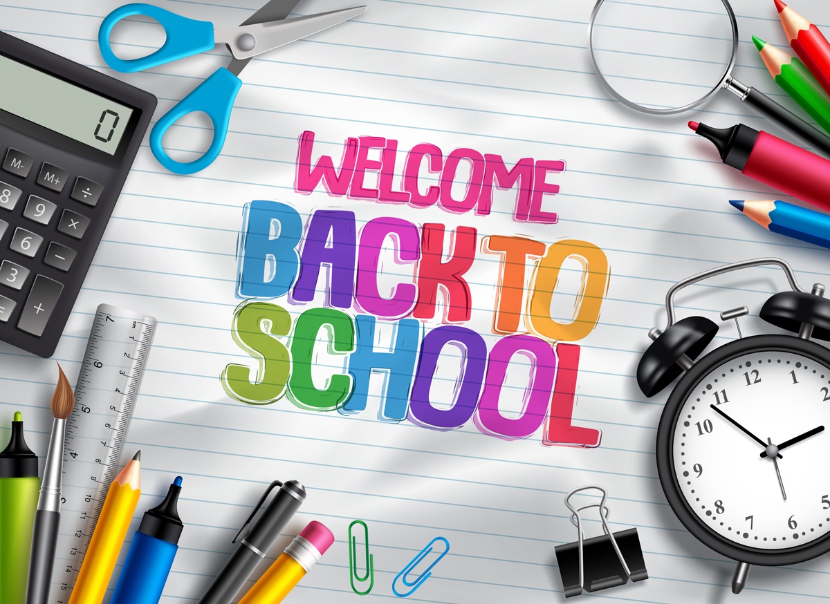 Welcome Back to School, School Supplies, Clock, Start-up, School Start Up
